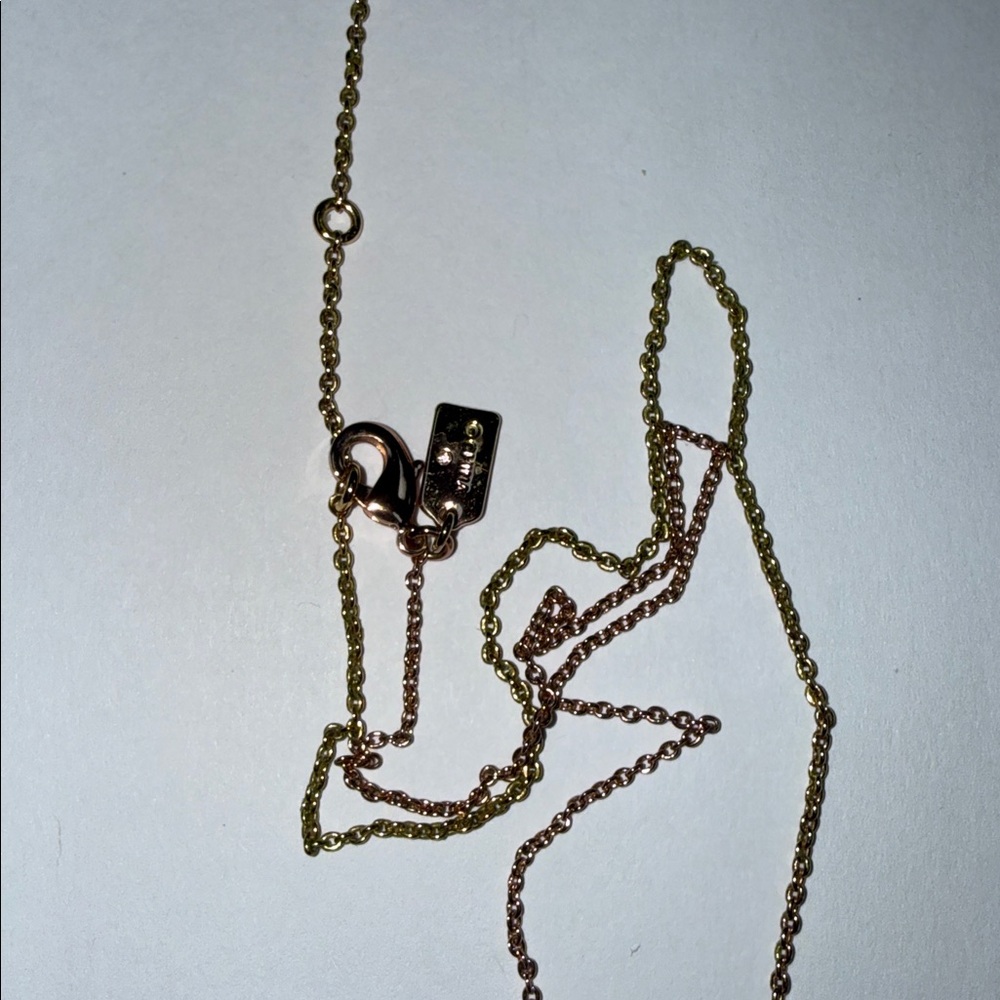 Coach Two-Tone Gold and Rose Gold C Necklace - Picture 2 of 5